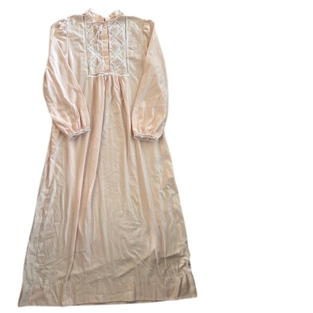 Vintage Barbizon Pink Lace Floral Embroidered Nightgown Quincy-Z Medium